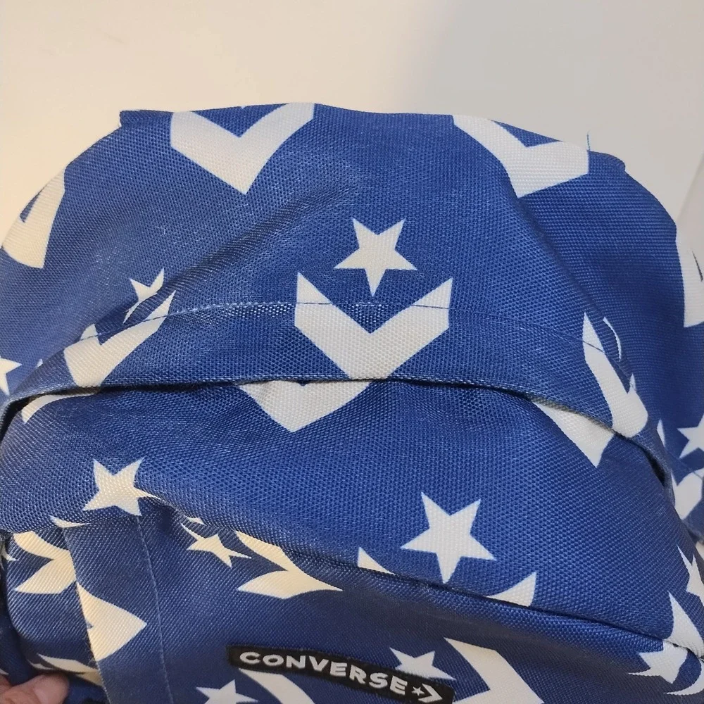 Converse Star Chevron Backpack Blue White Star Print School Bag Unisex Daypack